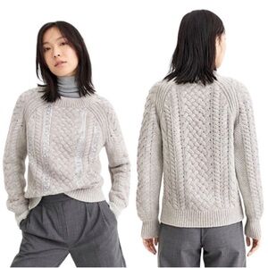 J. Crew Merino Wool Blend Cable Knit Sequin Sweater Heather Dusk Grey Size Small
